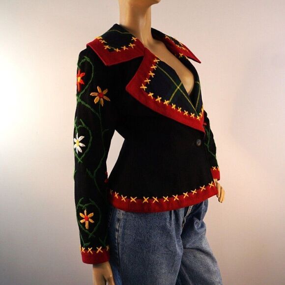 Vintage Show Piece Embroidered Blazer Sz Medium IDOL England Wool Jacket Rare - Picture 13 of 13
